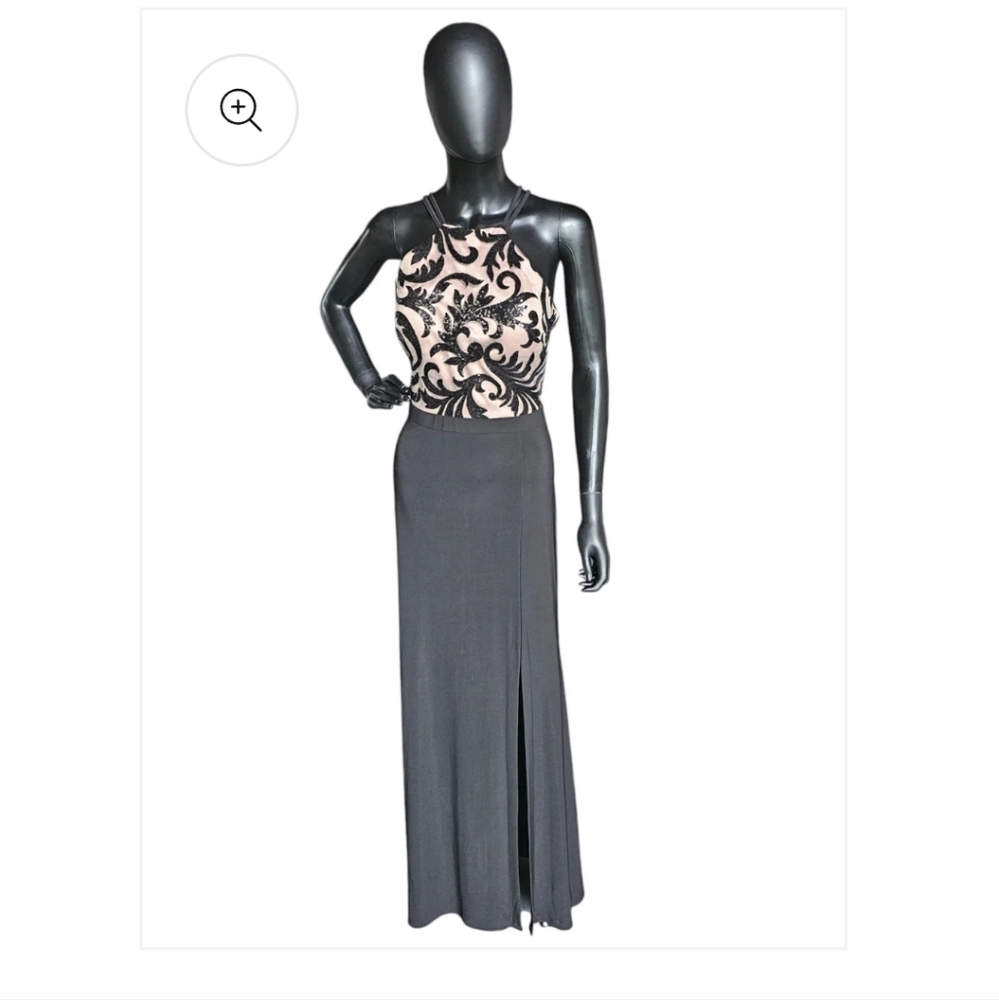 Chic Black and Cream Maxi Dress